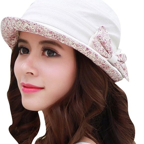 Accessories - Women's Cotton Foldable Floral Bucket Hat Sun UV Protection Beach Outdoor